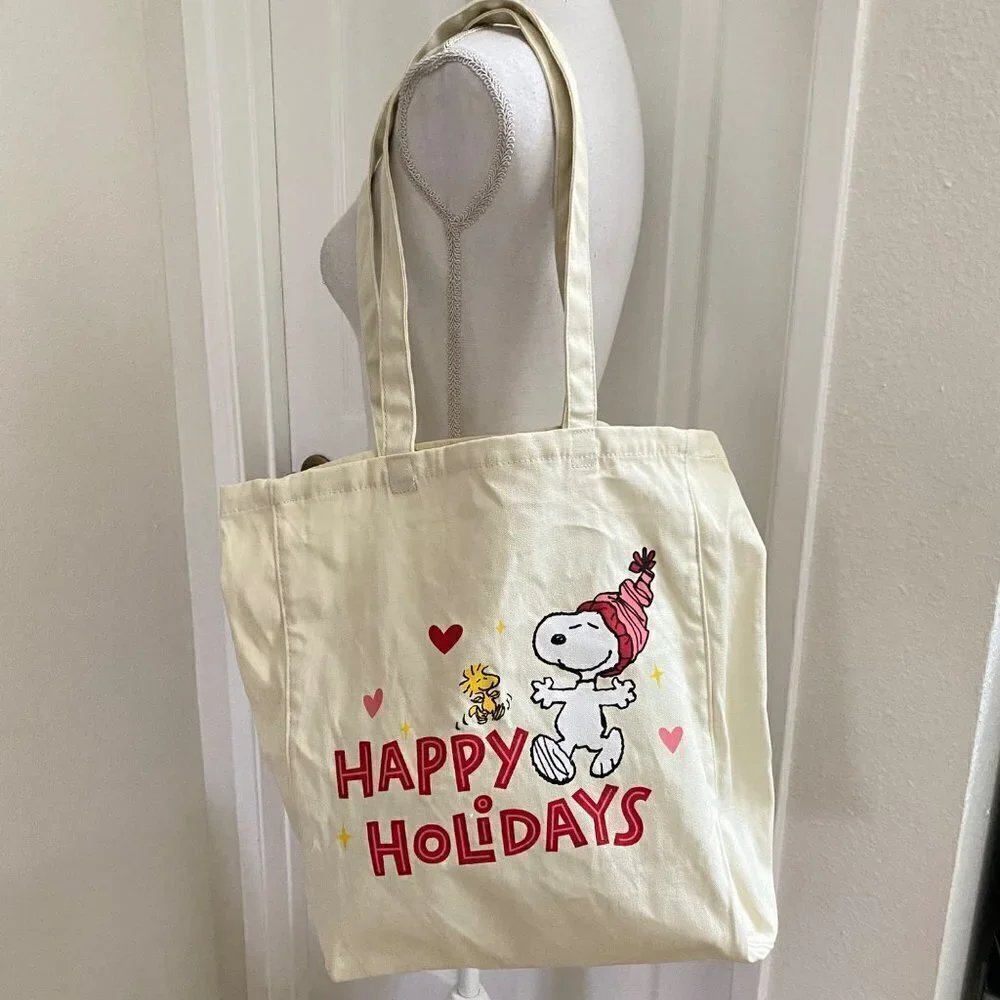American Eagle Snoopy Happy Holidays Canvas Tote Bag